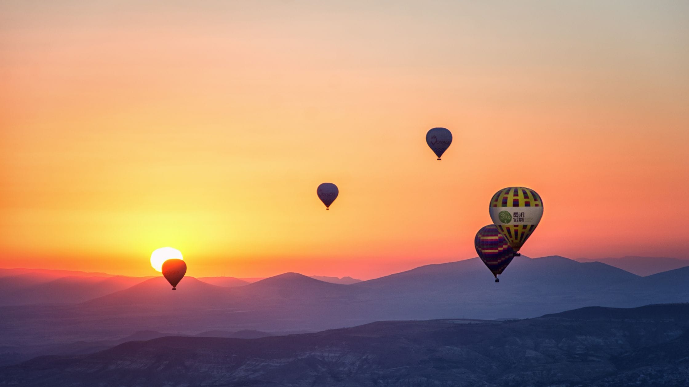 Hot-air baloons at sunset